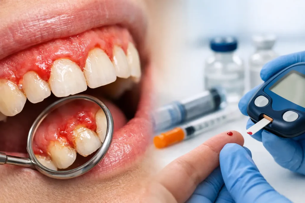 ¿Ejemplo de gingivitis en diabetes y tratamiento?