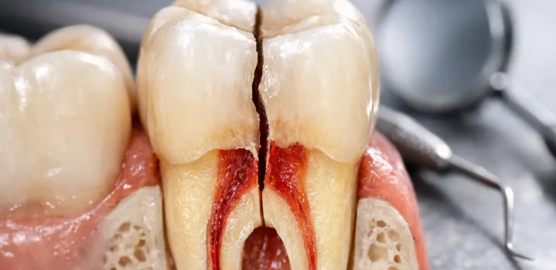 ¿Qué es un ejemplo de fractura vertical dental?