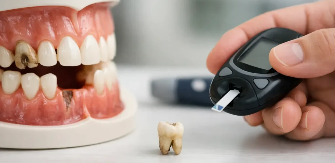 Ejemplo de pérdida dental en diabetes explicado